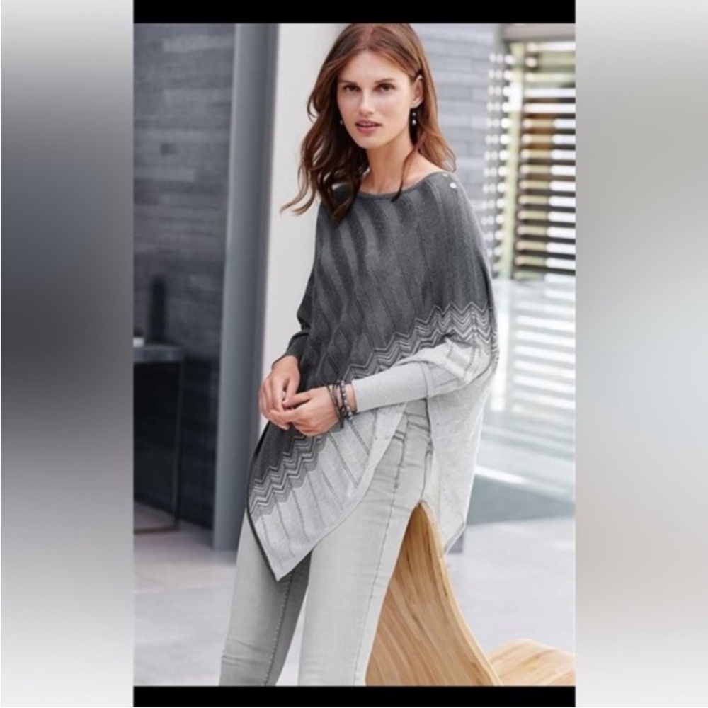 White House Black Market Gray Poncho Sweater NWOT